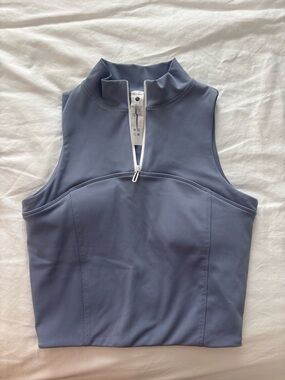 Goldhinge Sleeveless Zip-Front Athletic Top Slate Blue Size S